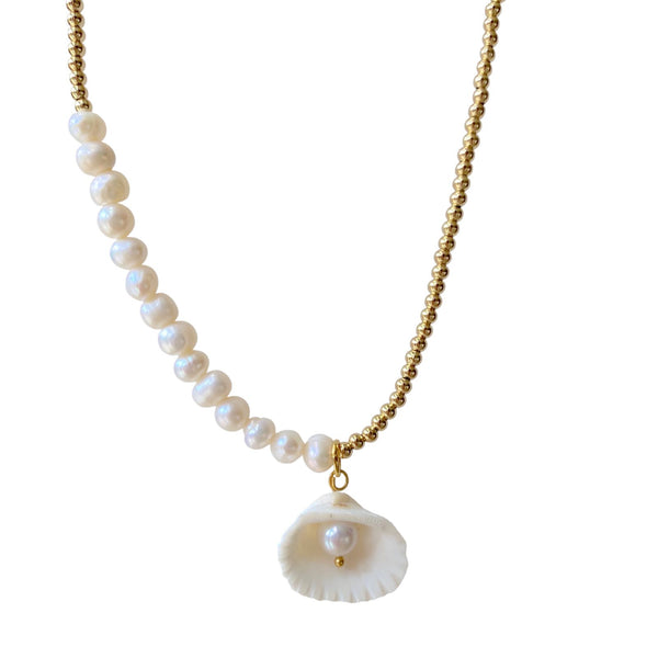 Conch Pearl & Balines Necklace