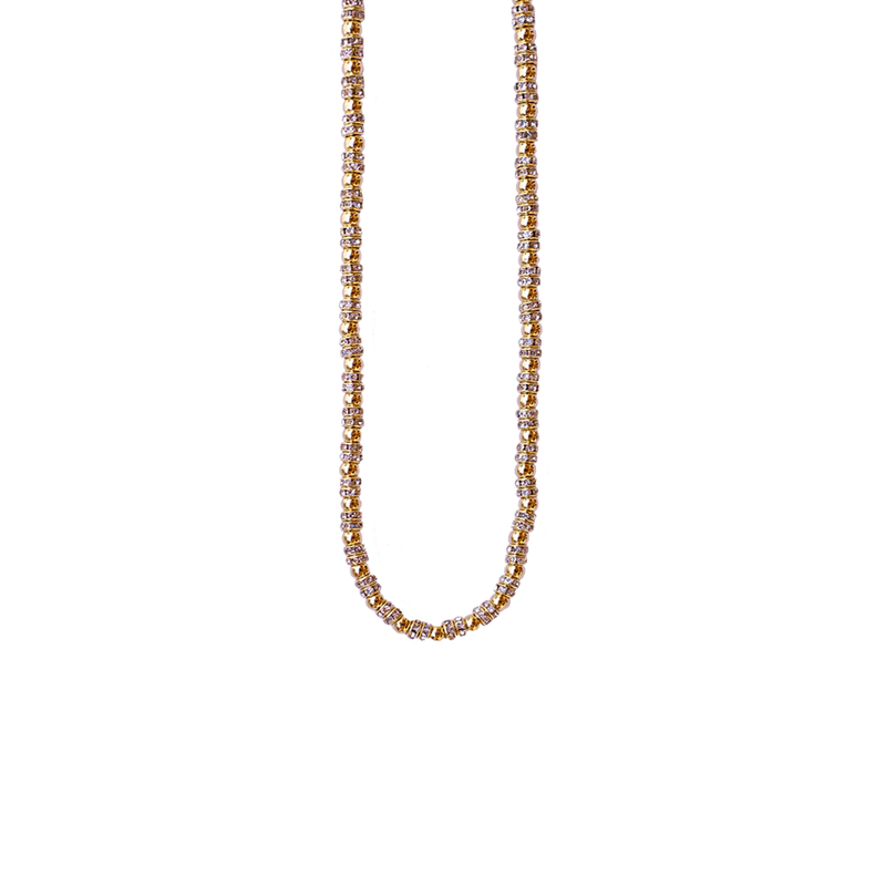 Two Tone Balines & CZ Necklace