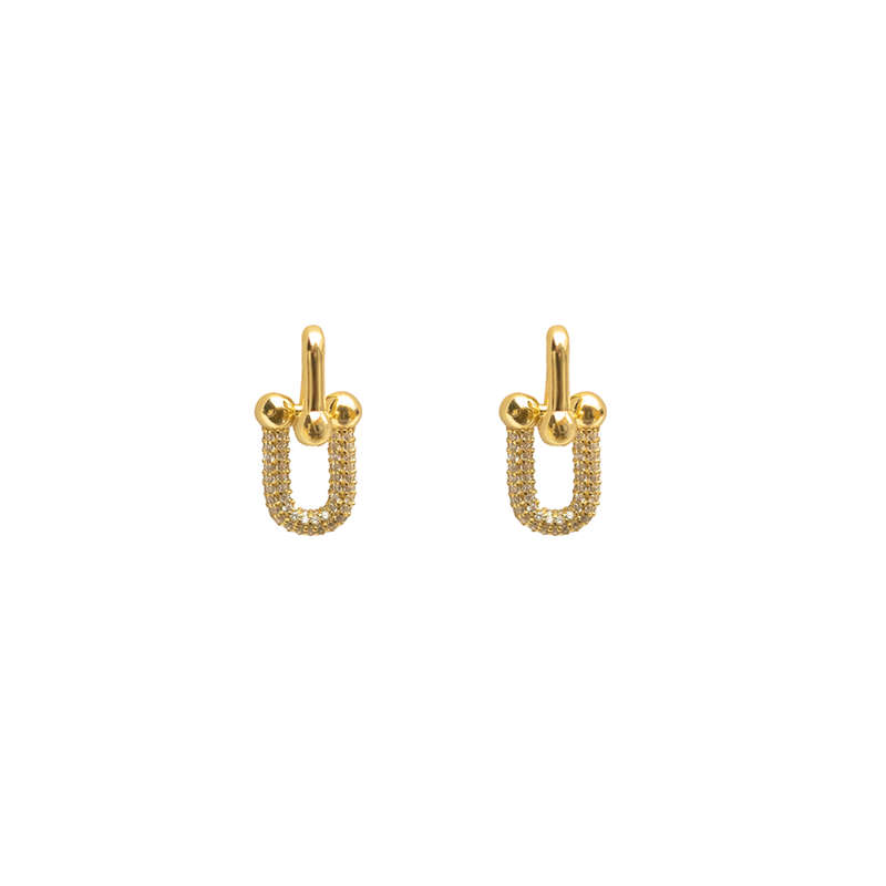 Double Link Pave Earrings