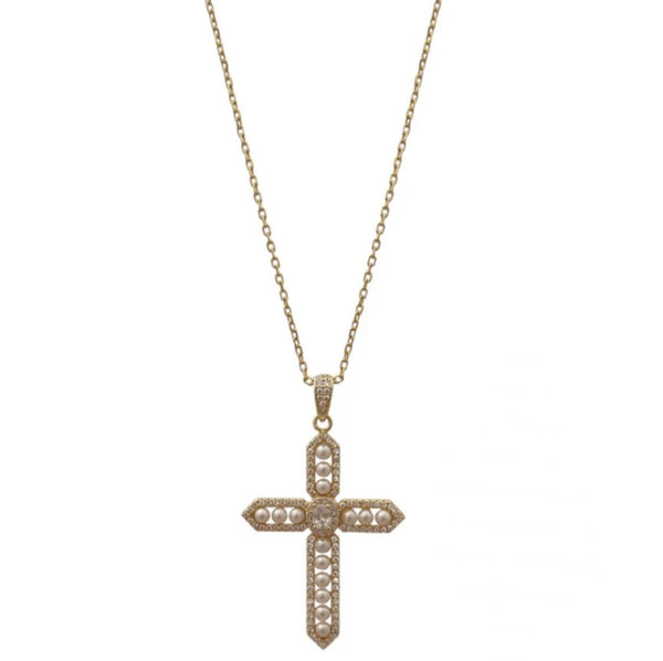 Lucky Pearl Cross Necklace