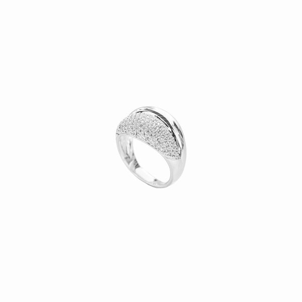 Pave & Gold Ring 03 Silver