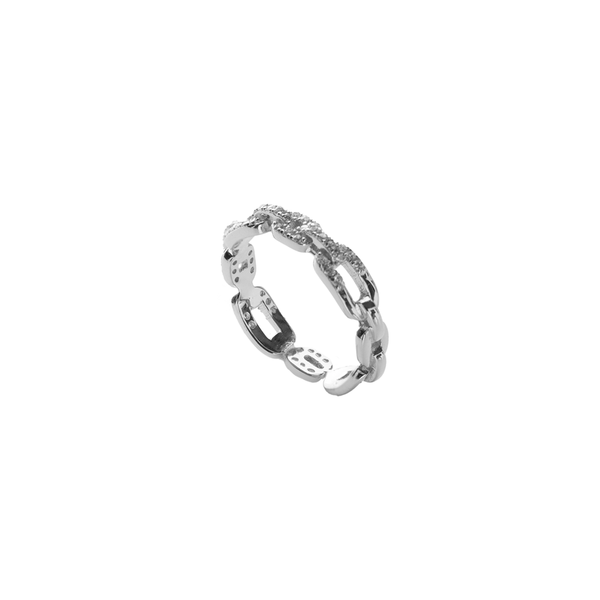 Thin Linked Pave Ring
