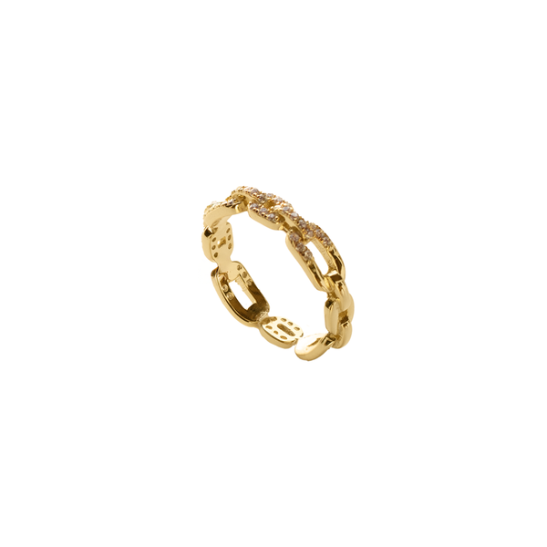Thin Linked Pave Ring