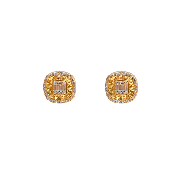 Rounded Cubed Baguette Stud