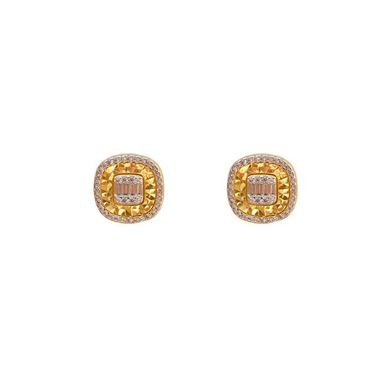 Rounded Cubed Baguette Stud