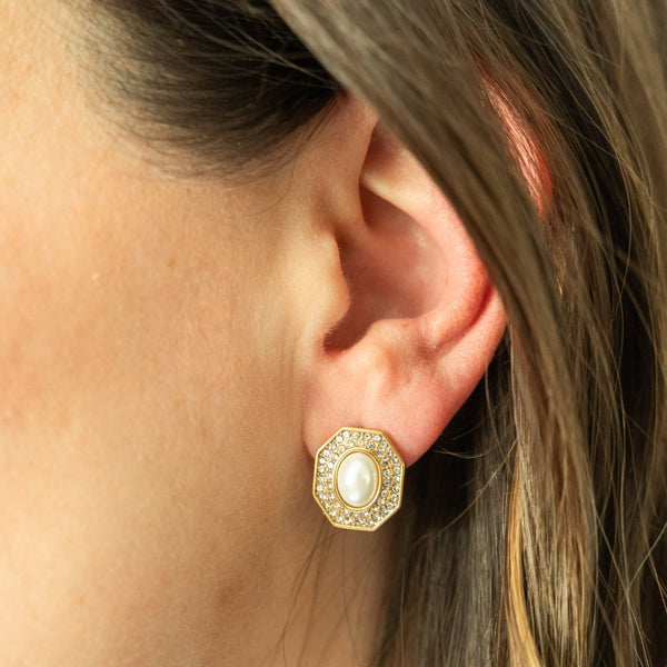 Hexagon Earrings Pearl - Ibiza Passion