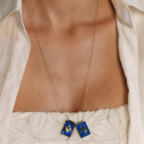 'ESCAPULARIO' Virgin & Sacred Heart - Lapis Lazuli -