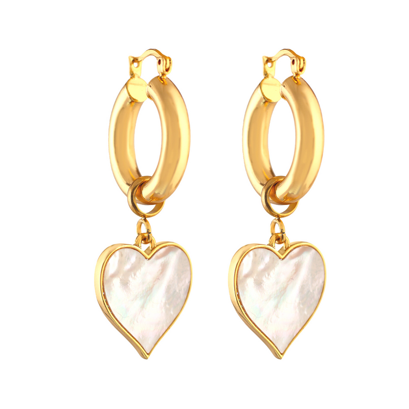 'MAGIC' Mother Pearl Heart Earrings
