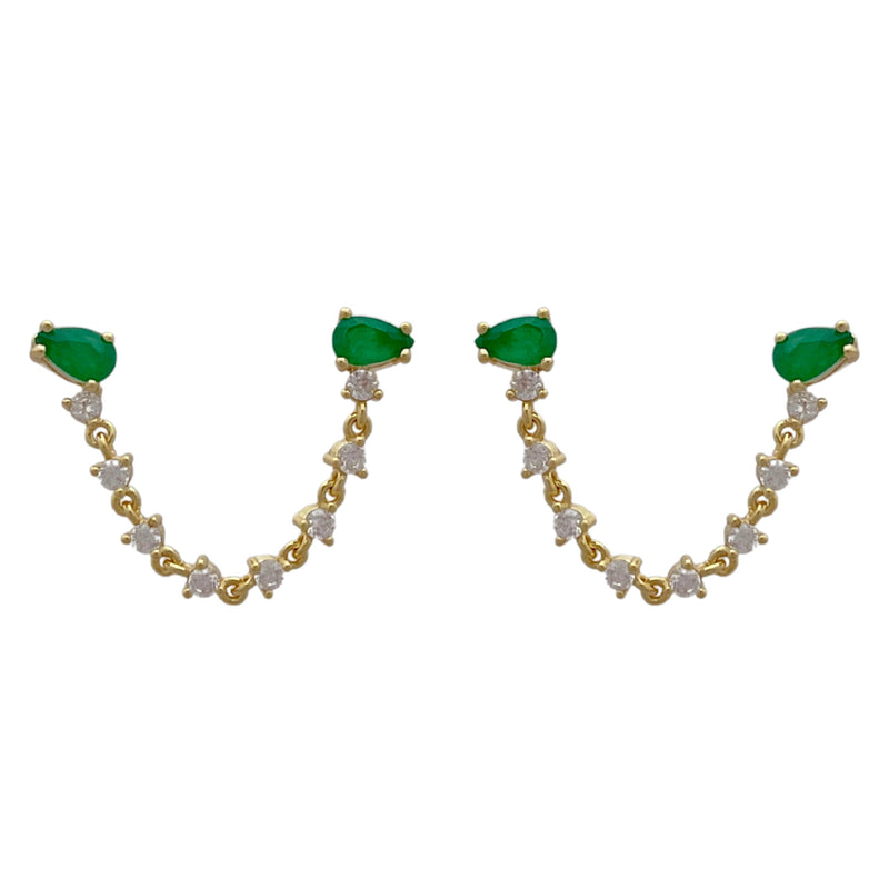 Chained Evergreen Double Earring