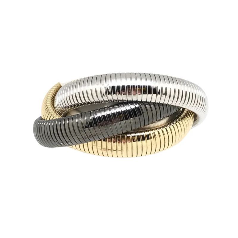 Tri Color Interwined Snake Bracelet