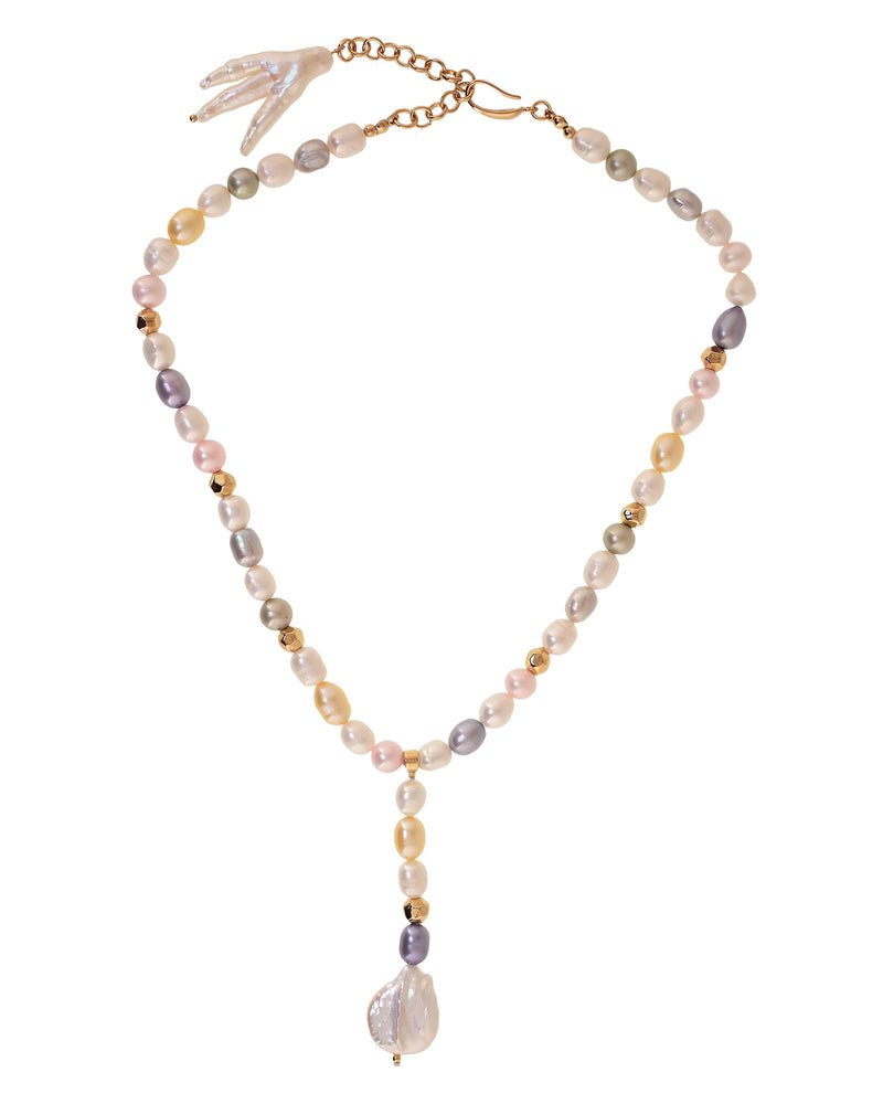 'PENINSULA' Colored Pearls Tie Necklace