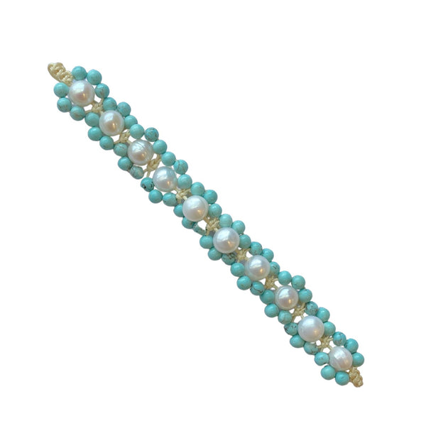 Flower Pearl Turquoise Bracelet