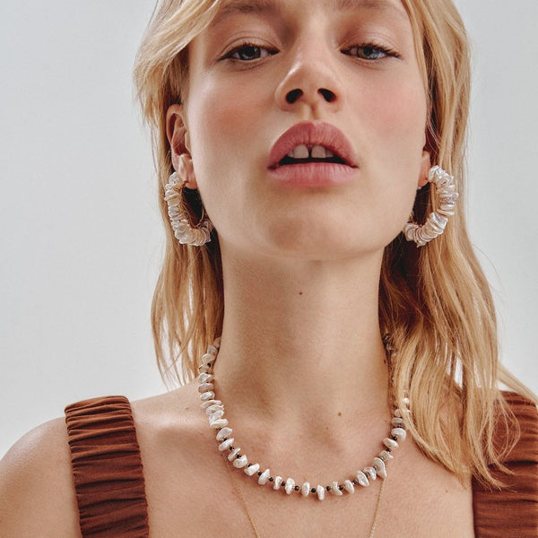 'ORGANI.K' Pearls Hoop Earrings