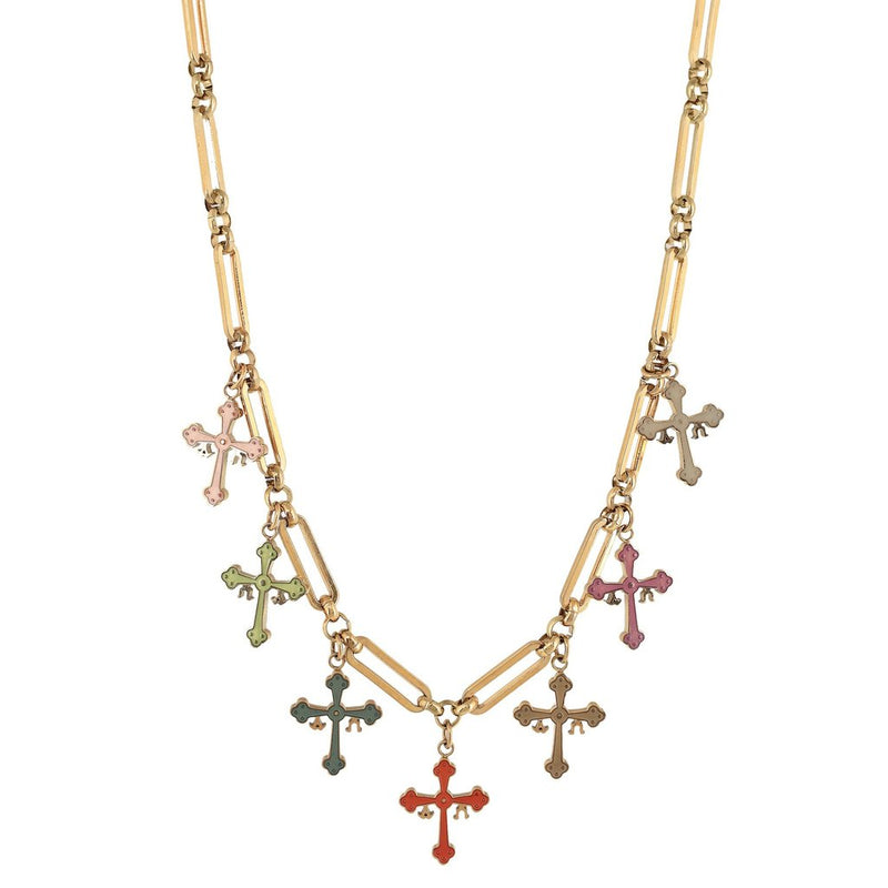 'VITTORIA' Enamel Crosses Necklace
